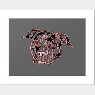 Pitbull Dog Canine Breed Head Strong Muscular Guard Posters and Art